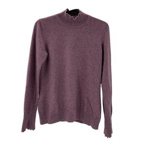 Nanette Lepore Womens Purple Cashmere Ruffle Sweater Size M  preppy classic soft